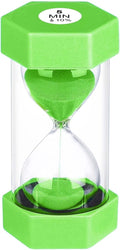 5 Minute Hourglass Sand Timer, Plastic Hexagon Hourglass Sand Clock 5 Min, Reloj De Arena 5 Minutos,Unbreakable Green Hour Glass Sandglass for Classroom Games Kitchen (Green)