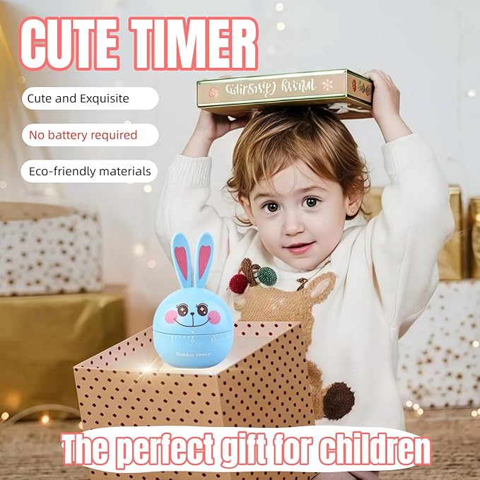 Cartoon Mechanical Kitchen Timer, 60 Minutes Countdown Timer, Mechanical Visual Timer for Kids - No Batteries Required, Kitchen Timer for Cooking, Home, Study and Classroom (Pink-A)